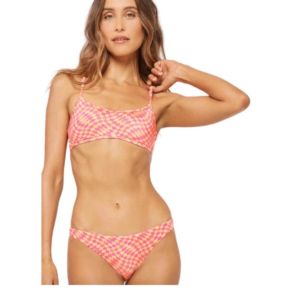 L*Space Pink and Orange Checkered Bikini